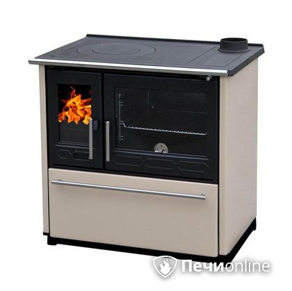 Отопительно-варочная печь Plamen 850 Glas крем труба справа в Абакане