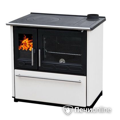 Отопительная печь Plamen 850 Glas белая труба справа в Абакане