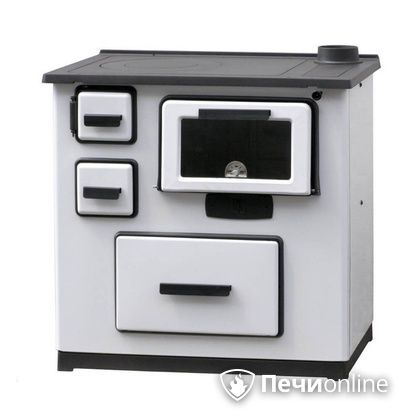 Отопительно-варочная печь Plamen Slavonac белая труба справа в Абакане