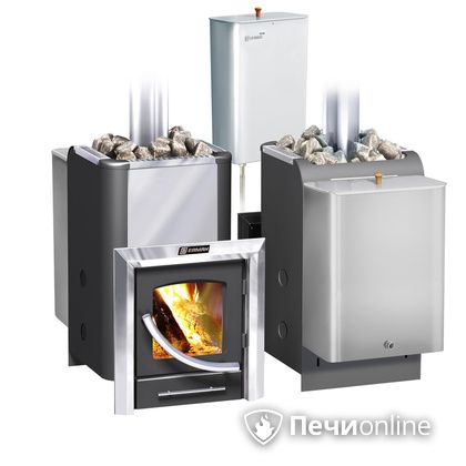 Дровяная банная печь Ермак Элит 20-ПС стекло нержавеющая сталь регулируемый тоннель в Абакане