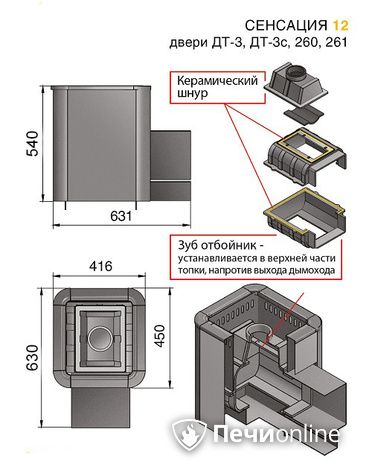 Дровяные печи-каменки Везувий Сенсация 12 Антрацит (ДТ-3С) в Абакане