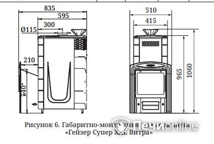 Дровяная печь-каменка TMF Гейзер Супер XXL Inox Витра ЗК антрацит в Абакане