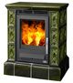 Печь-камин ABX Helvetia LP, кафельный цоколь, каф.верх. плита, зеленая