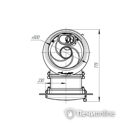 Дровяная печь-каменка Прометалл Атмосфера L комбинированная сетка-ламель Змеевик наборный в Абакане