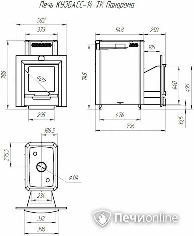 Дровяная банная печь Теплодар Кузбасс-14 ТК Панорама (2018) в Абакане