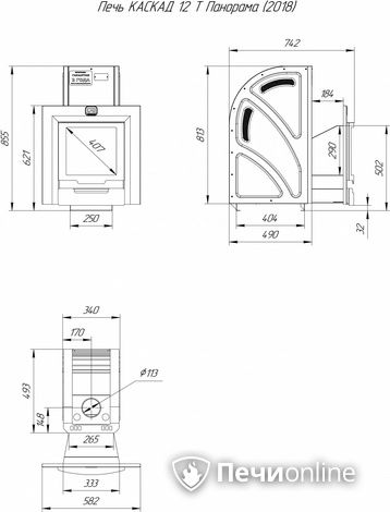 Дровяная банная печь Теплодар Каскад-12 Т Панорама (2018) в Абакане