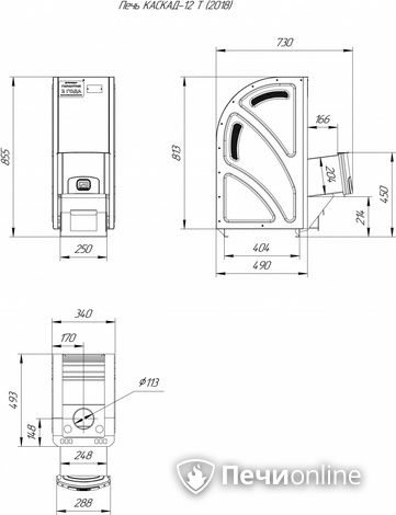 Дровяная банная печь Теплодар Каскад-12 Т (2018) в Абакане