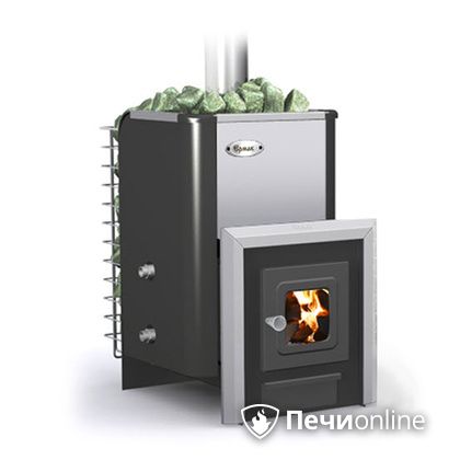 Дровяная банная печь Ермак -Элит 16-С стекло нержавеющая сталь в Абакане