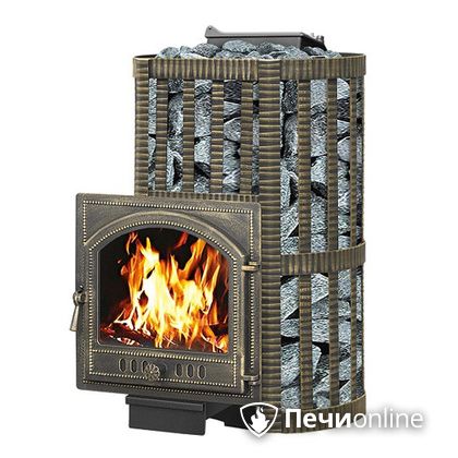 Дровяная банная печь Везувий Ураган Ковка 16 (205) с закрытой каменкой чугун в Абакане