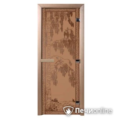 Дверь стеклянная Банный эксперт Березка бронза матовое 8 мм коробка ольха 190/70 в Абакане