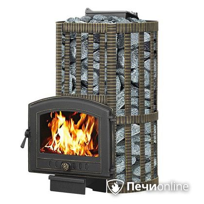 Дровяные печи-каменки Везувий Ураган Ковка 22 (224) с закрытой каменкой чугун в Абакане