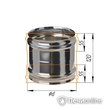 Дымоход Феррум Адаптер ММ для печи нержавеющий 08 d-115 в Абакане