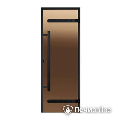 Дверь для бани Harvia Стеклянная дверь для сауны LEGEND 7/19 черная коробка сосна бронза  D71901МL в Абакане