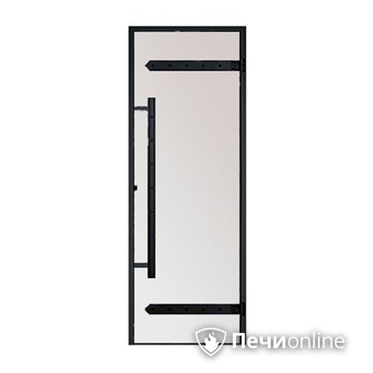 Дверь для бани Harvia Стеклянная дверь для сауны LEGEND 7/19 черная коробка сосна сатин D71905МL в Абакане